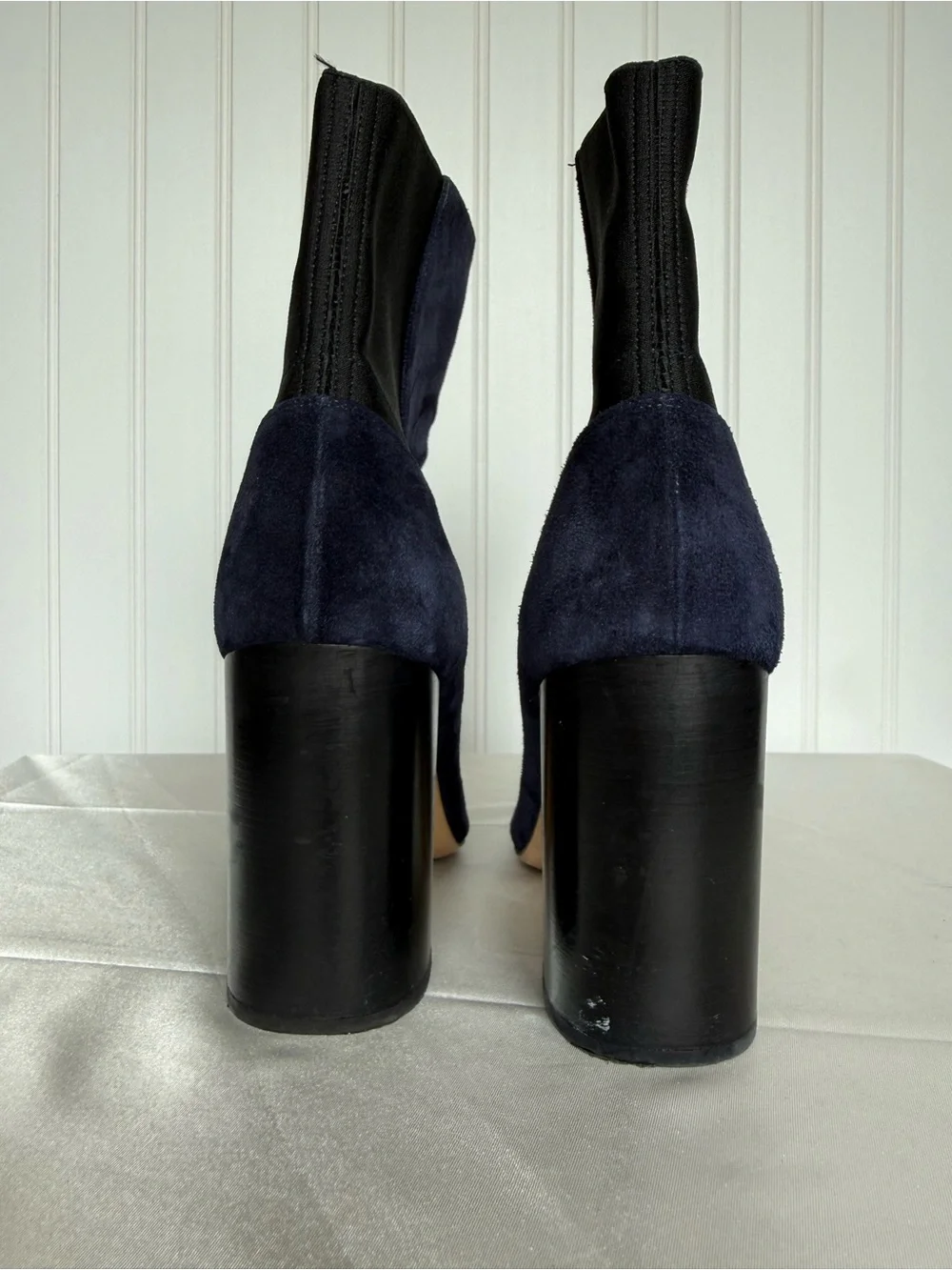 Rag & Bone Hazel Navy Suede Chelsea Ankle Boots Block Heel Size 39